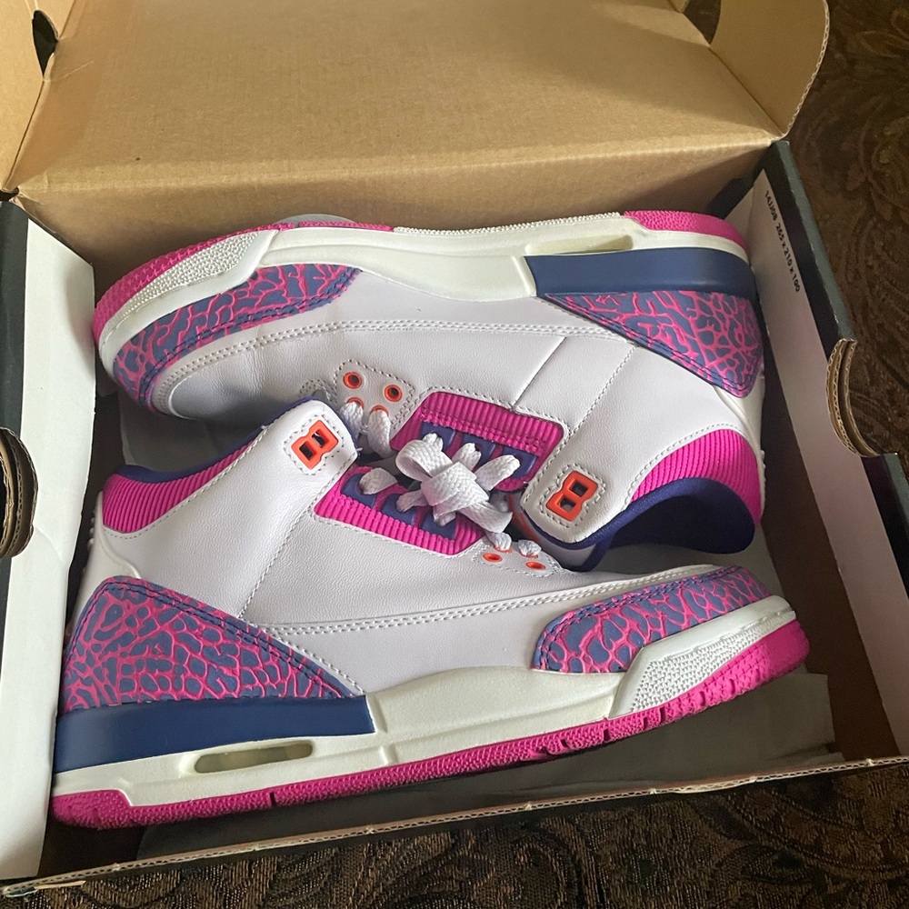 Jordan Kids White and Pink Sneakers